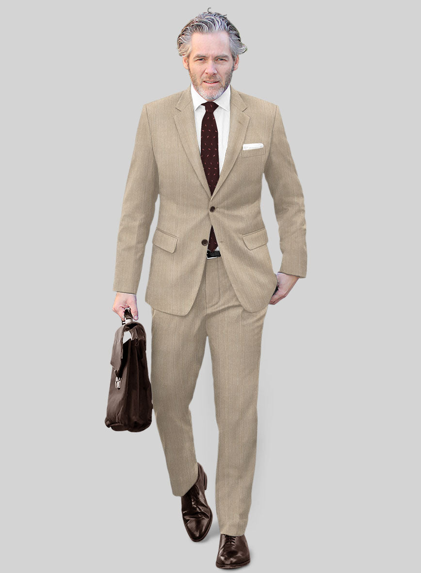 Caccioppoli Sun Dream Emasie Muted Beige Wool Suit - StudioSuits