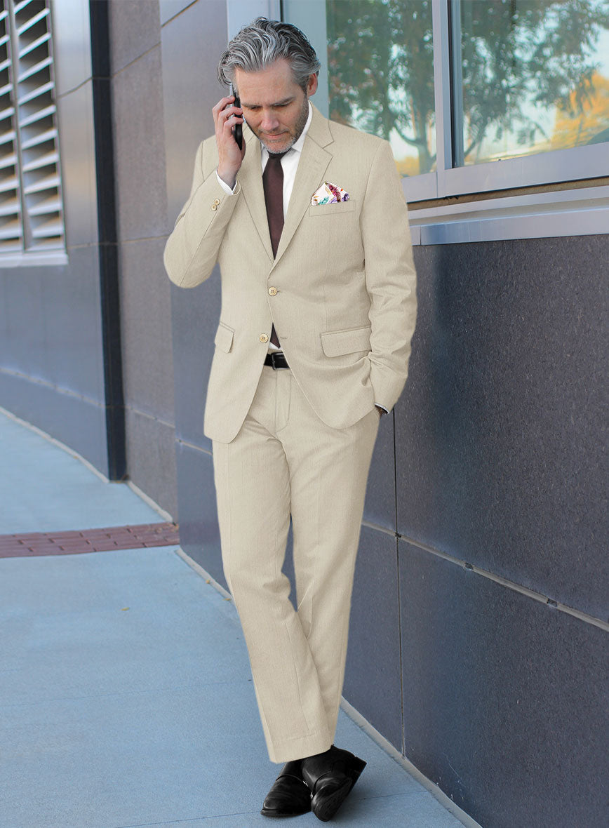 Caccioppoli Sun Dream Fawn Wool Silk Suit - StudioSuits