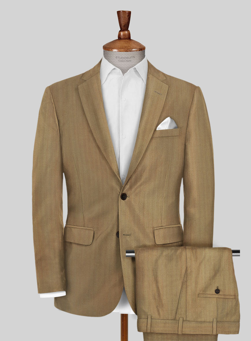 Caccioppoli Sun Dream Itodo Herringbone Wool Silk Suit - StudioSuits