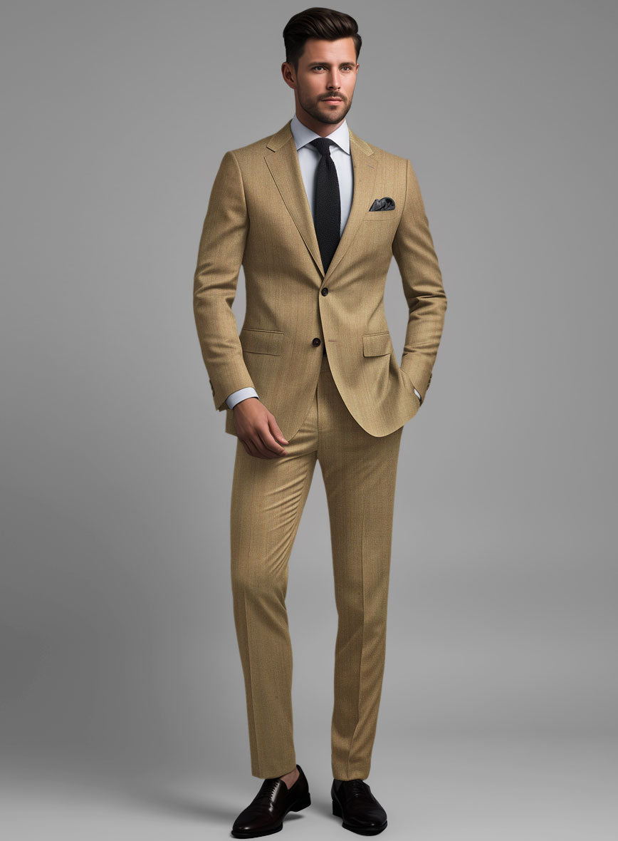 Caccioppoli Sun Dream Itodo Herringbone Wool Silk Suit - StudioSuits