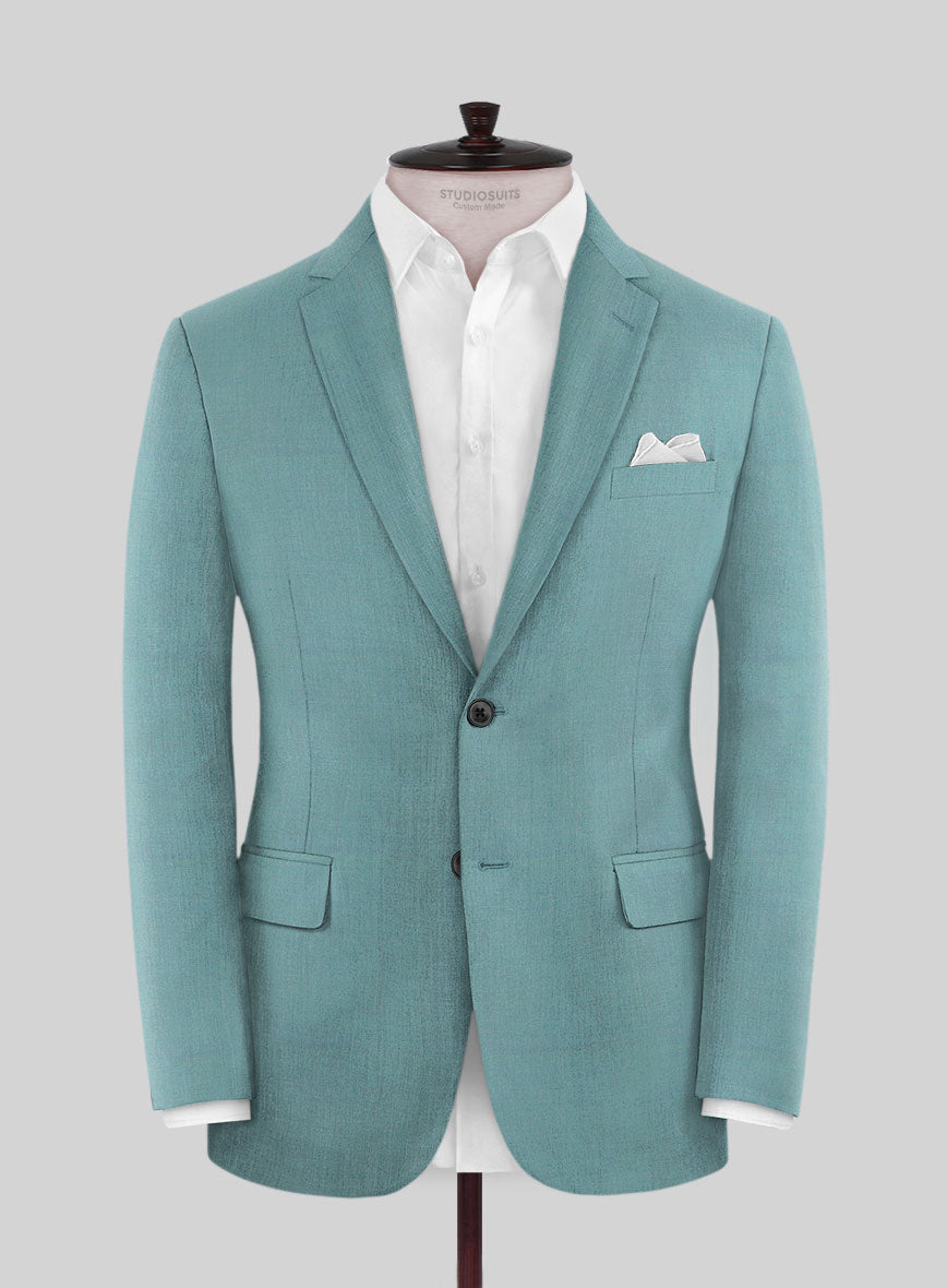 Caccioppoli Sun Dream Aqua Blue Wool Silk Jacket - StudioSuits