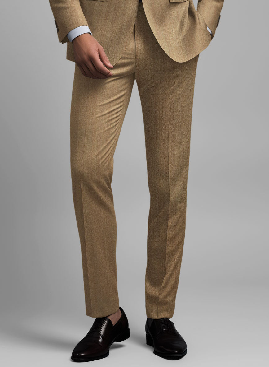 Caccioppoli Sun Dream Itodo Herringbone Wool Silk Pants - StudioSuits