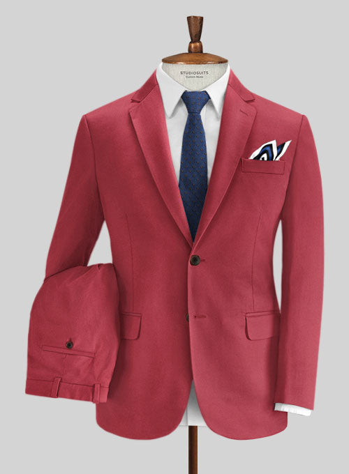 Caccioppoli Cotton Gabardine Tango Red Suit - StudioSuits