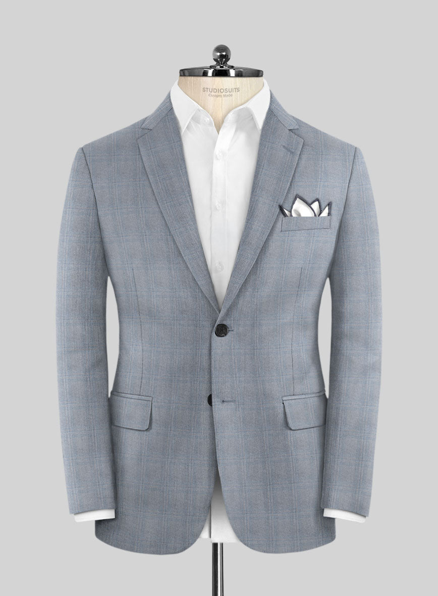 Caccioppoli Sun Dream Quirrt Light Blue Wool Silk Jacket - StudioSuits