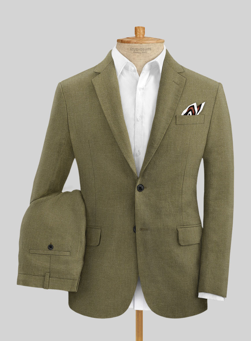 Campari Rustic Green Linen Suit - StudioSuits