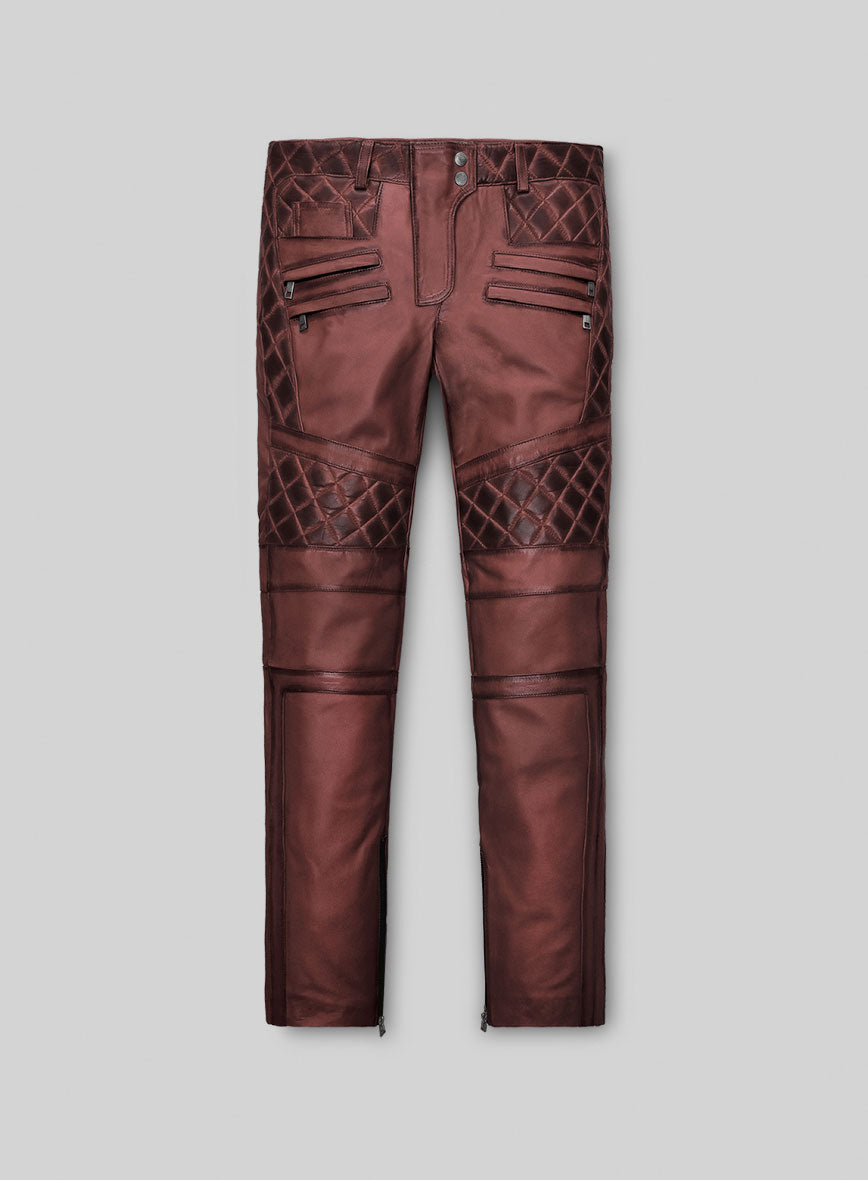 Women's Celestine Burnt Maroon Leather Pants