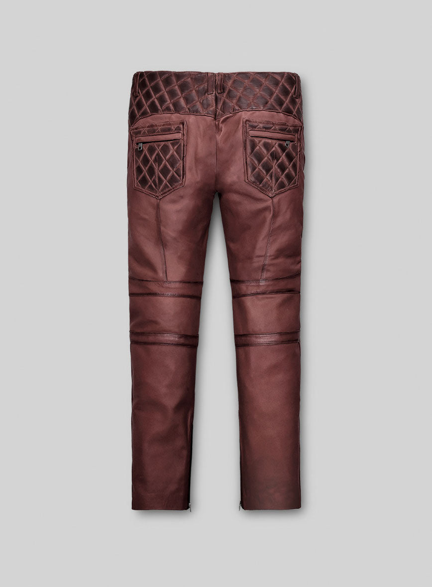 Women's Celestine Burnt Maroon Leather Pants