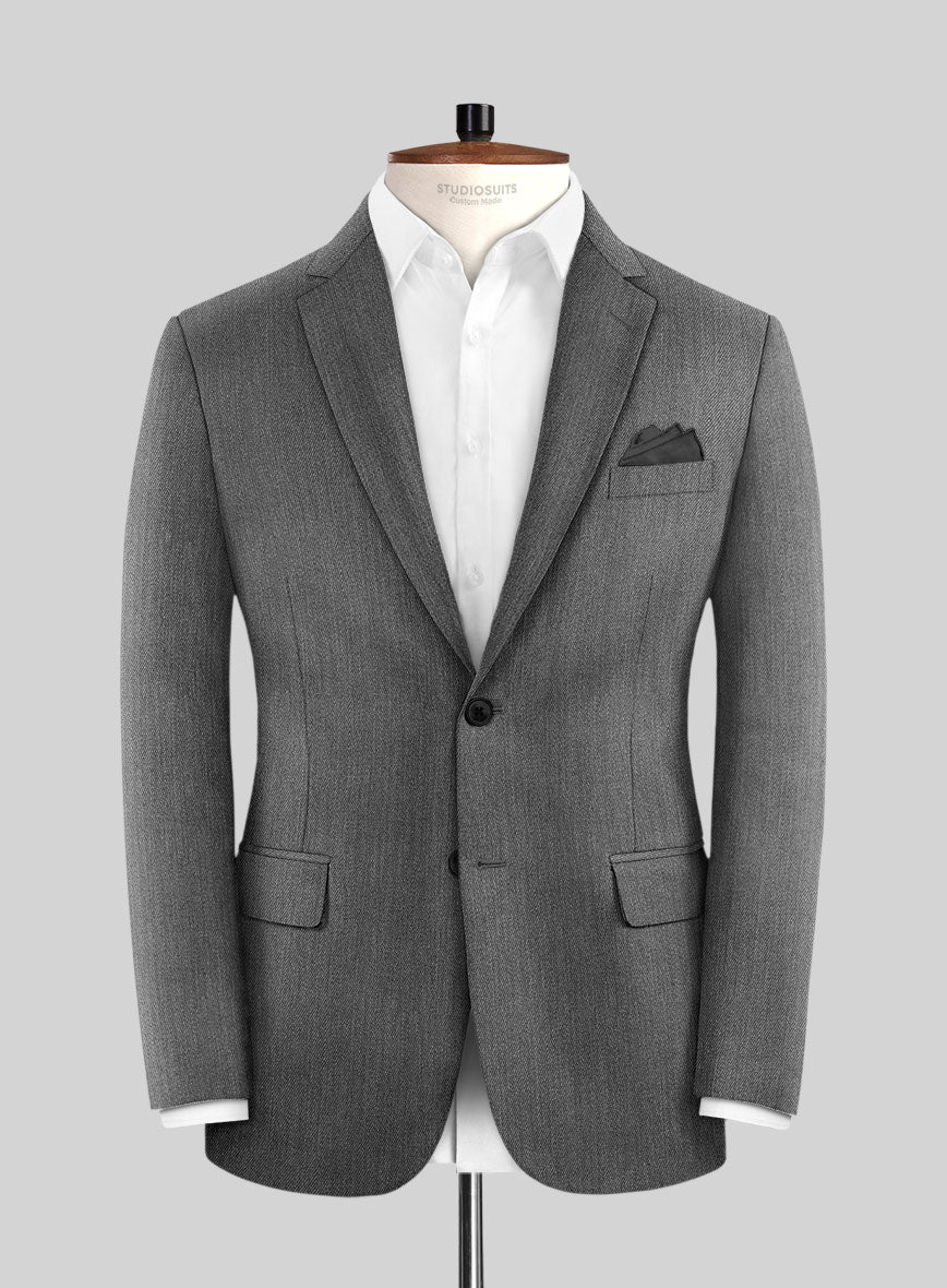 Cavalry Twill Gray Wool Jacket - StudioSuits