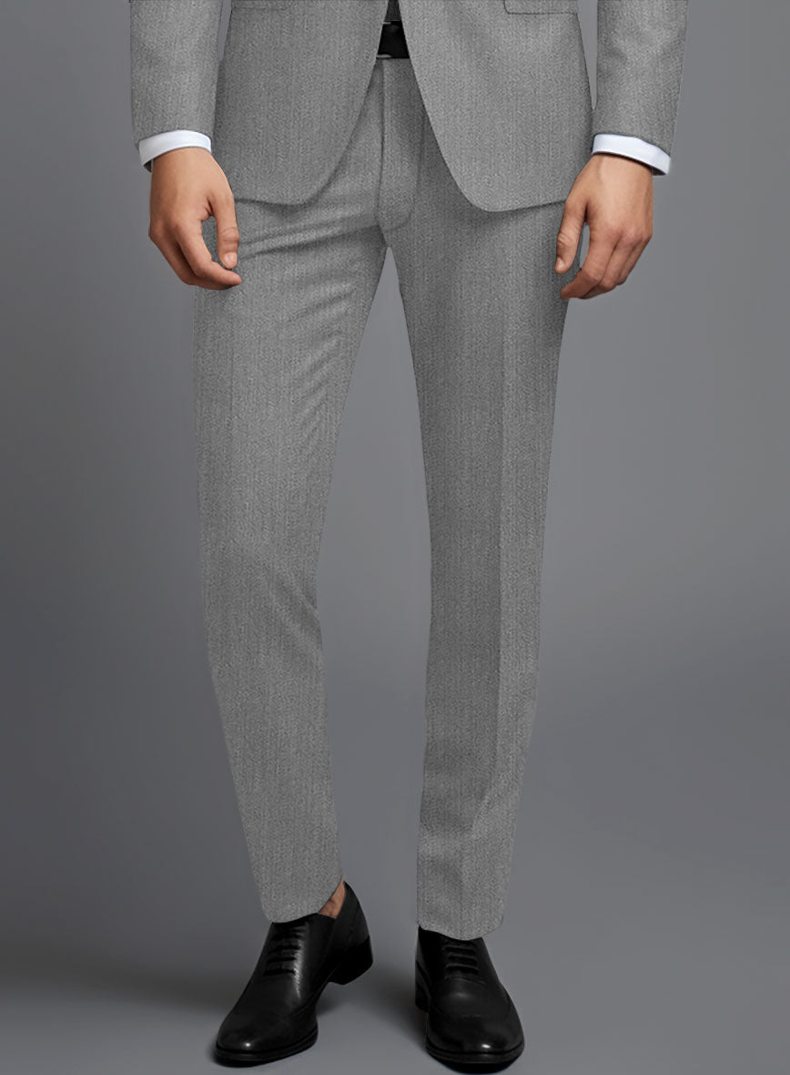 Cavalry Twill Light Gray Wool Pants - StudioSuits