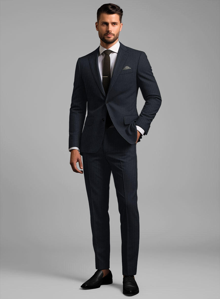 Chalkstripe Blue Wool Suit - StudioSuits