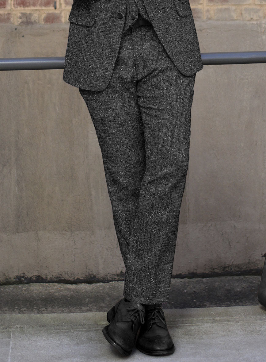 Charcoal Flecks Donegal Tweed Pants - StudioSuits