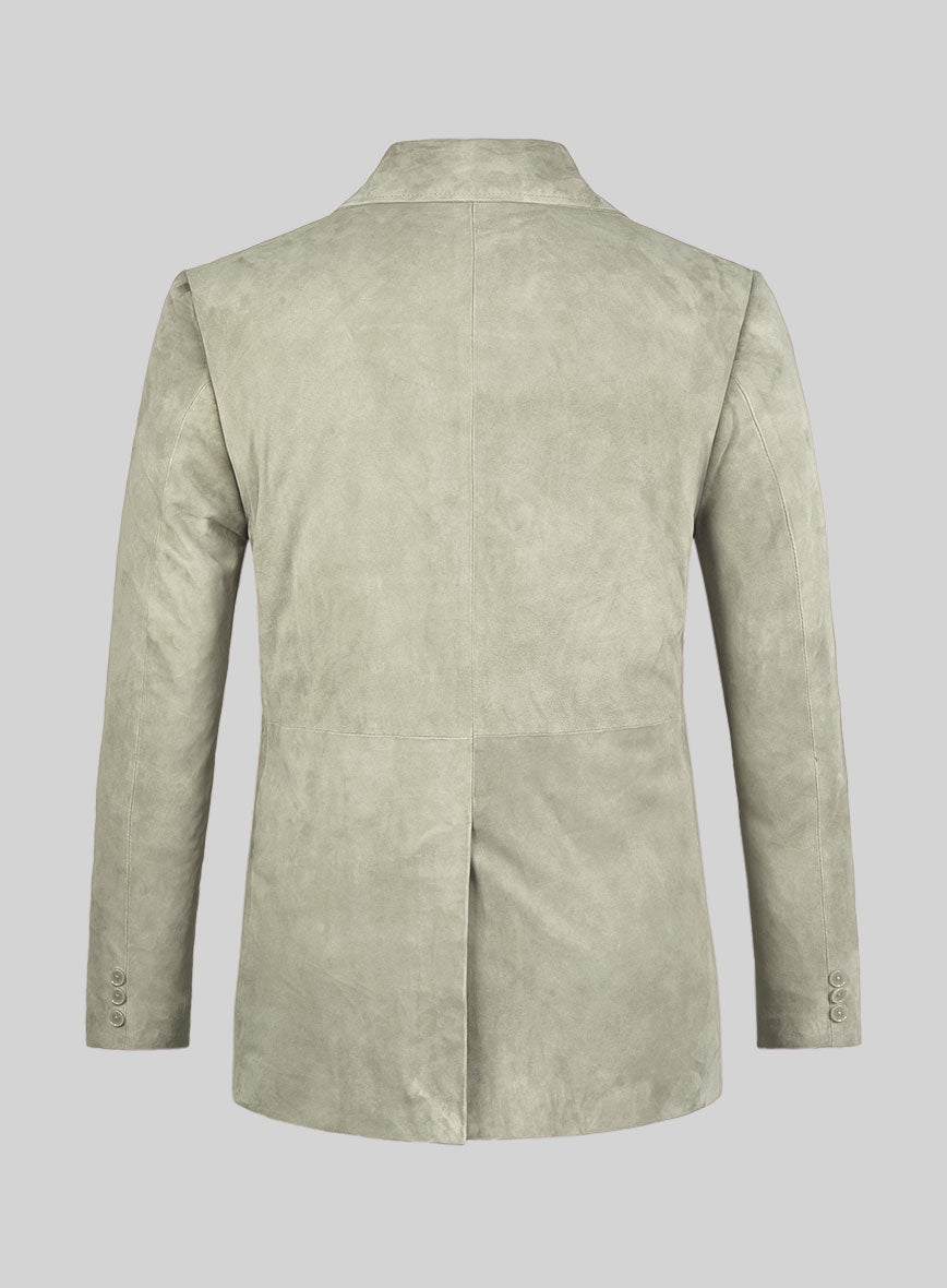 Cream Beige Suede Leather Pea Coat - StudioSuits