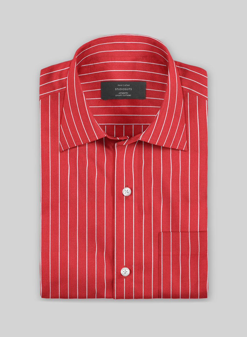 Crimson Stripe Cotton Shirt - StudioSuits