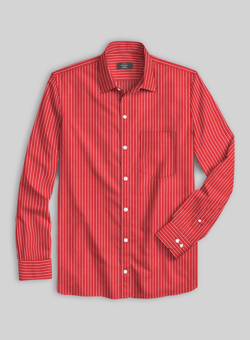 Crimson Stripe Cotton Shirt - StudioSuits