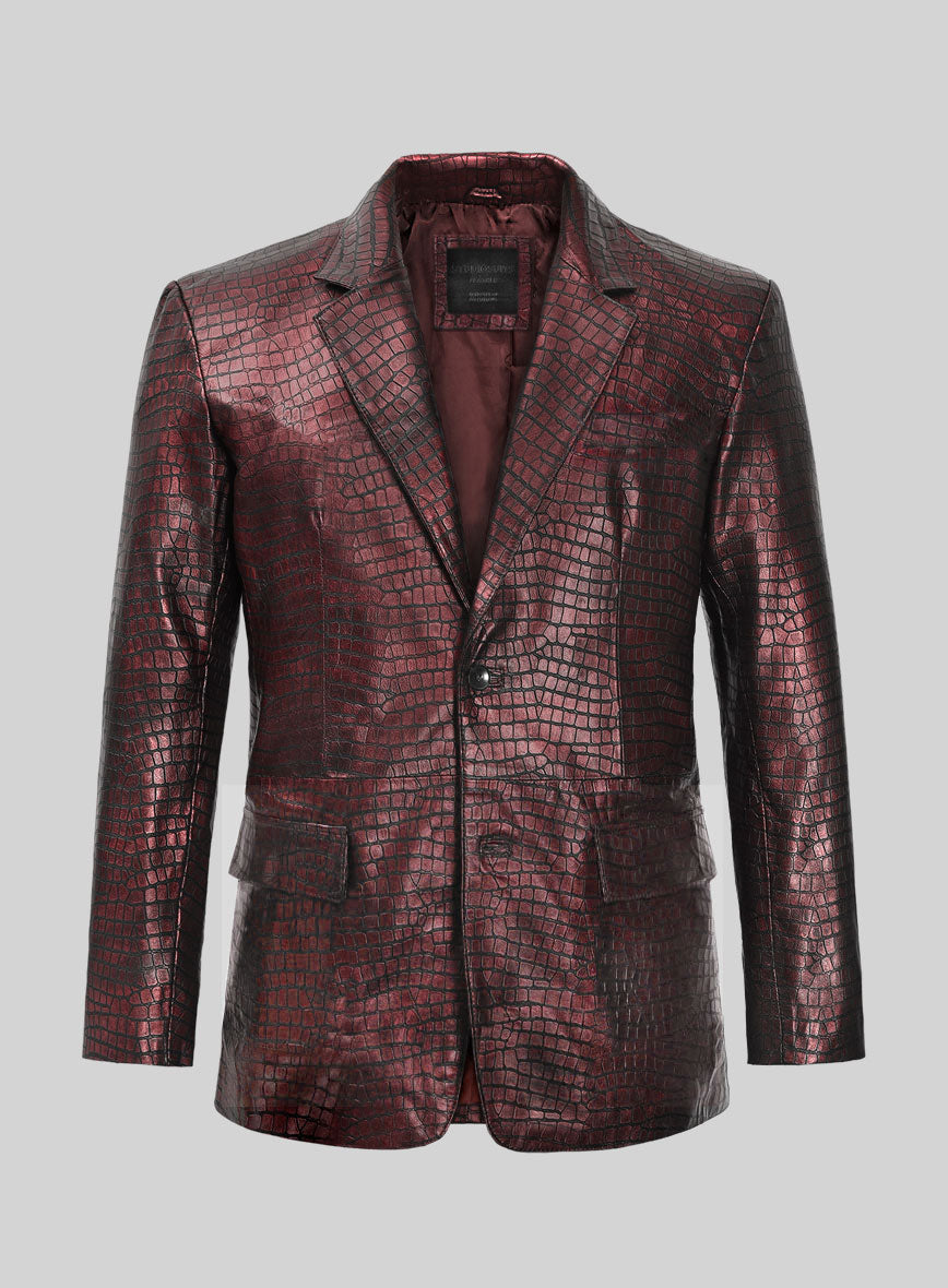 Croc Antique Rose Leather Blazer - StudioSuits