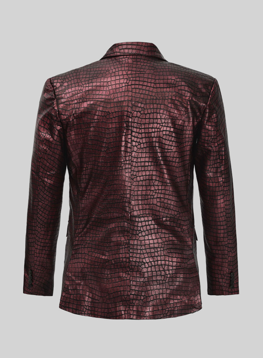 Croc Antique Rose Leather Blazer - StudioSuits