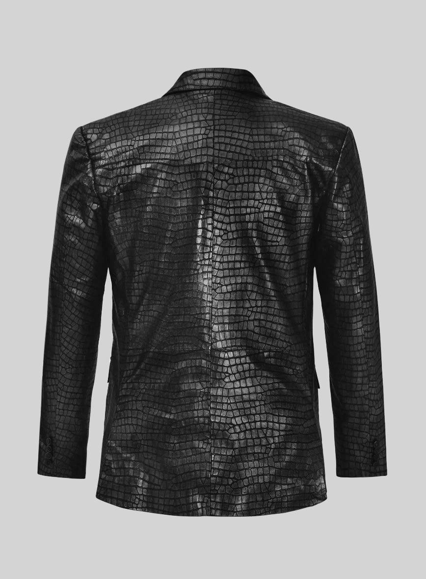 Croc Black Leather Blazer - StudioSuits