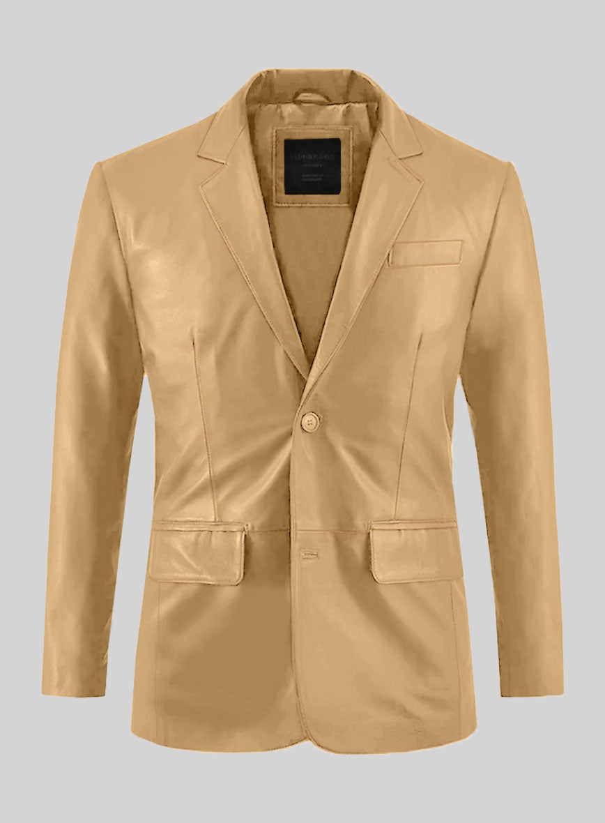 Dark Beige Leather Suit - StudioSuits