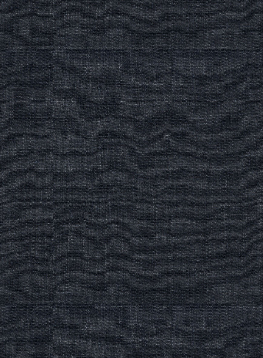 Dark Blue Pure Linen Pants - StudioSuits