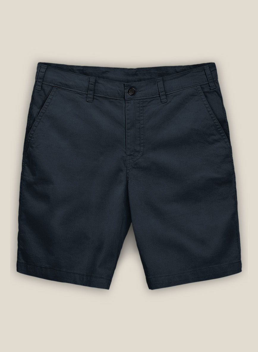 Dark Blue Stretch Chino Shorts - StudioSuits