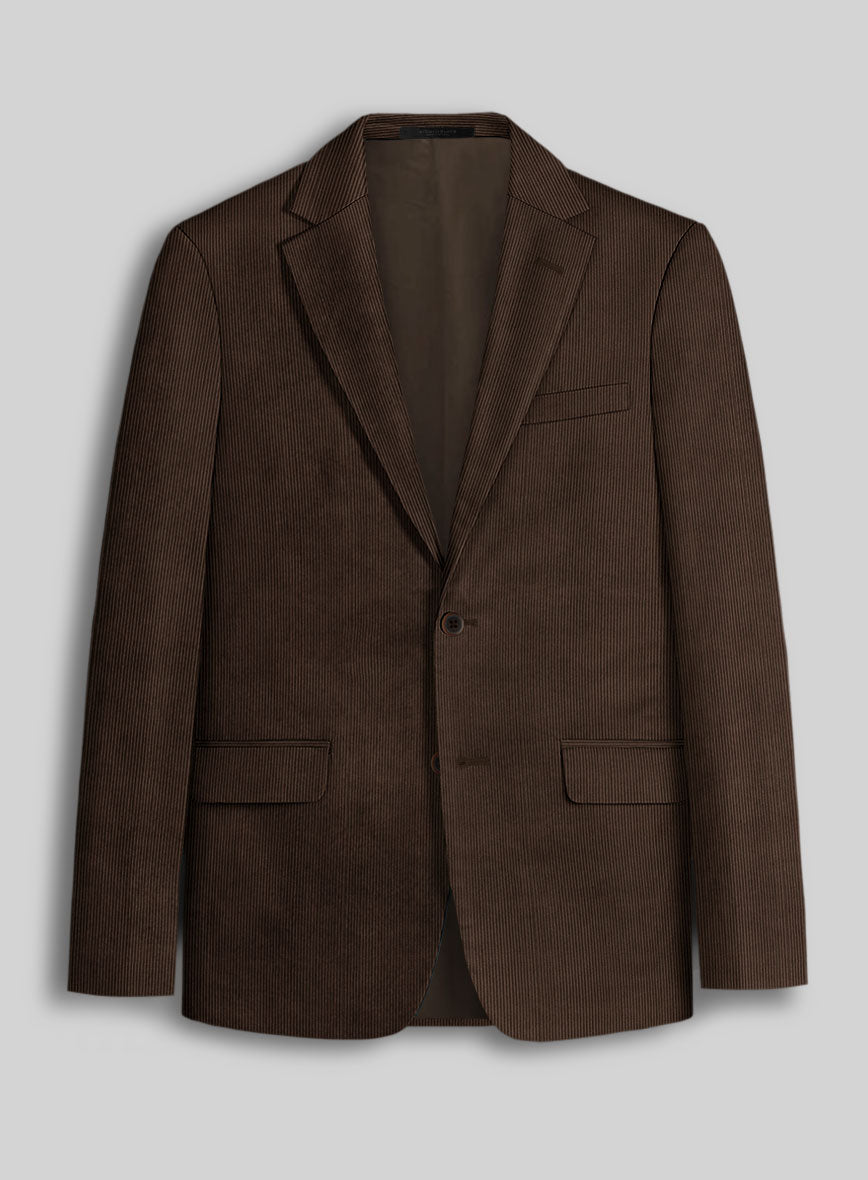 Dark Brown Stretch Pin Corduroy Jacket - StudioSuits