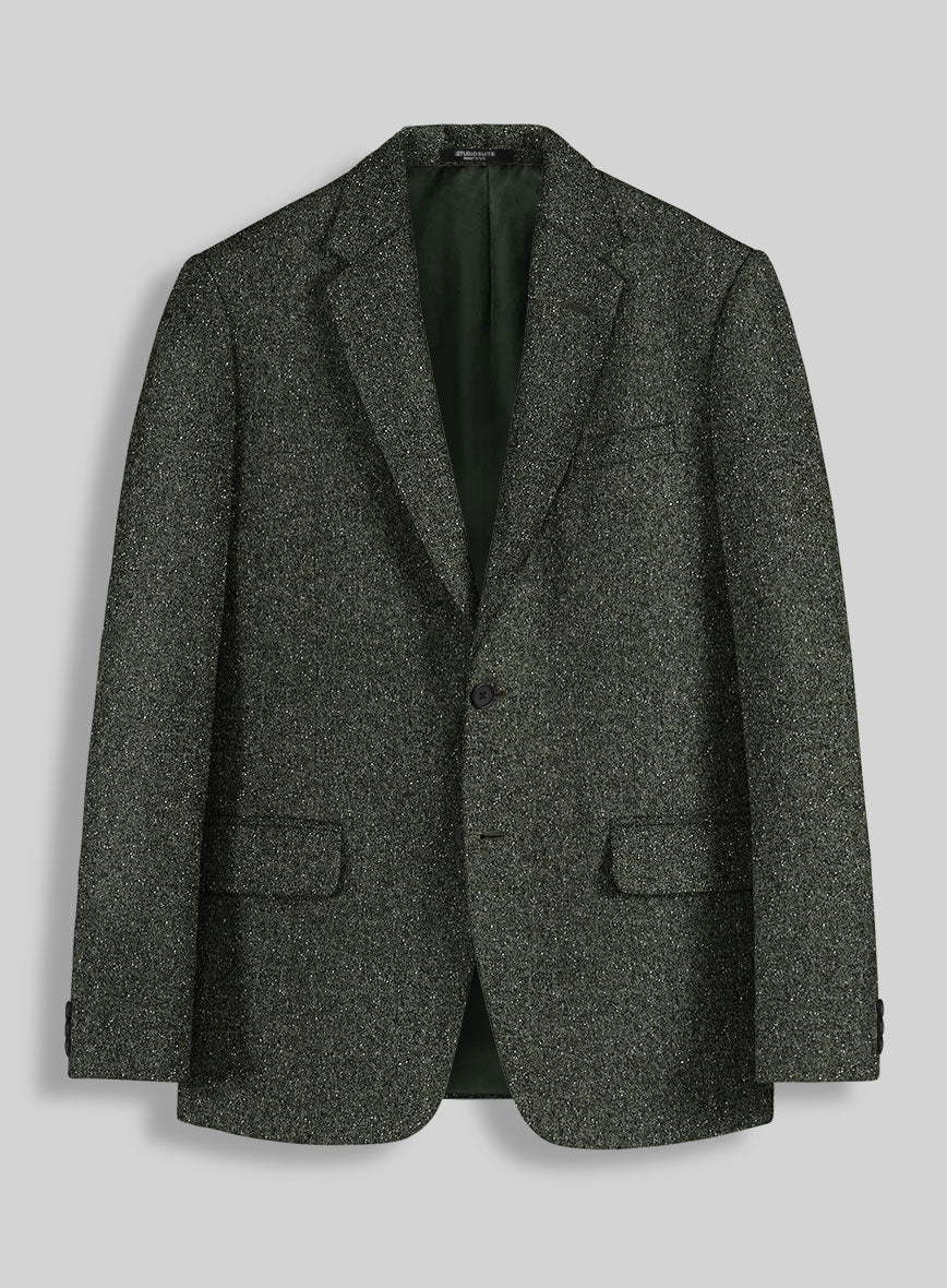 Dark Olive Flecks Donegal Tweed Jacket - StudioSuits