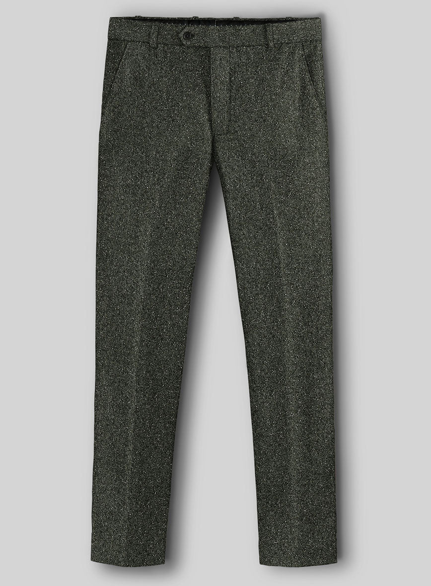 Dark Olive Flecks Donegal Tweed Pants - StudioSuits