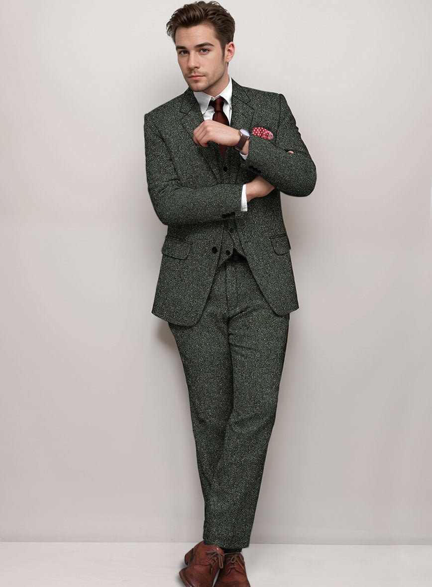 Dark Olive Flecks Donegal Tweed Suit - StudioSuits