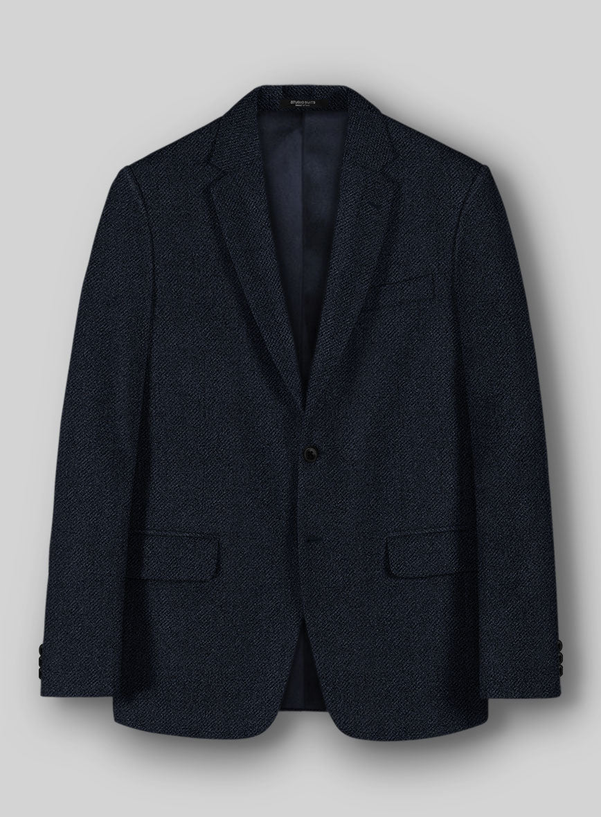 Deep Blue Heavy Tweed Jacket - StudioSuits