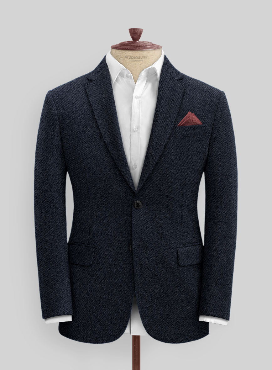 Deep Blue Heavy Tweed Jacket - StudioSuits