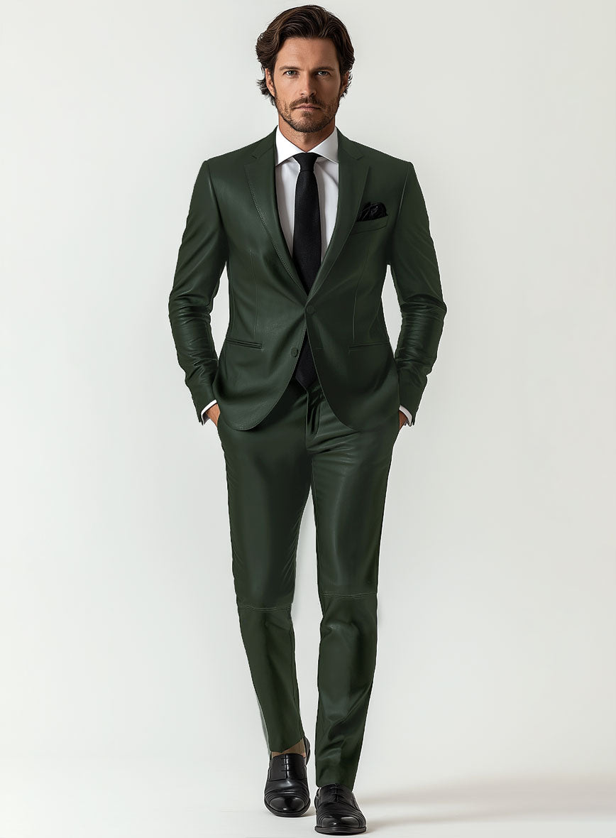 Deep Olive Leather Suit - StudioSuits