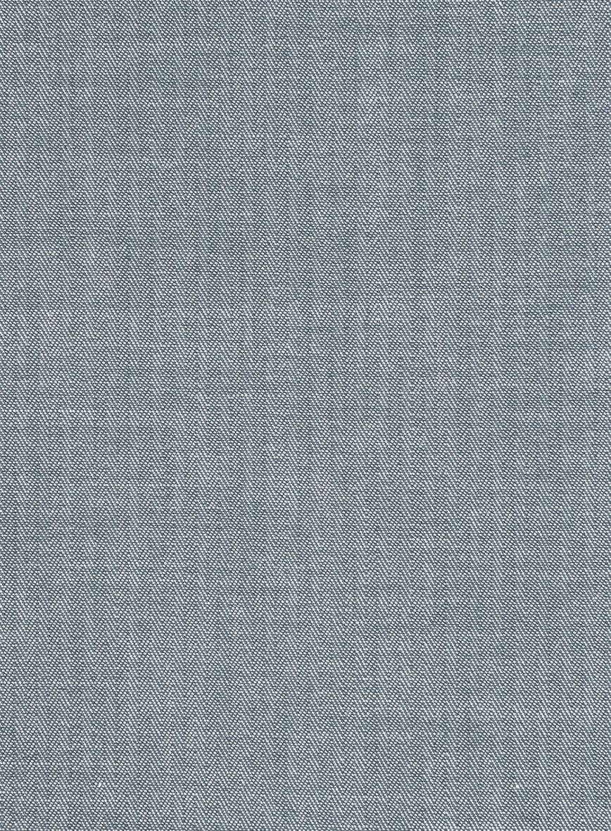 Denim Blue Herringbone Cotton Shirt - StudioSuits