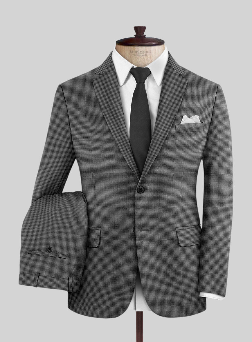 Dogtooth Wool Gray Suit - StudioSuits