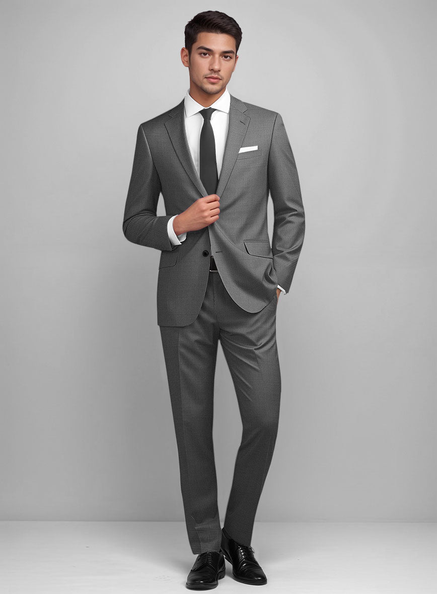 Dogtooth Wool Gray Suit - StudioSuits