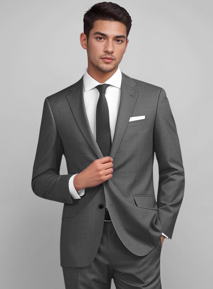 Dogtooth Wool Gray Suit - StudioSuits