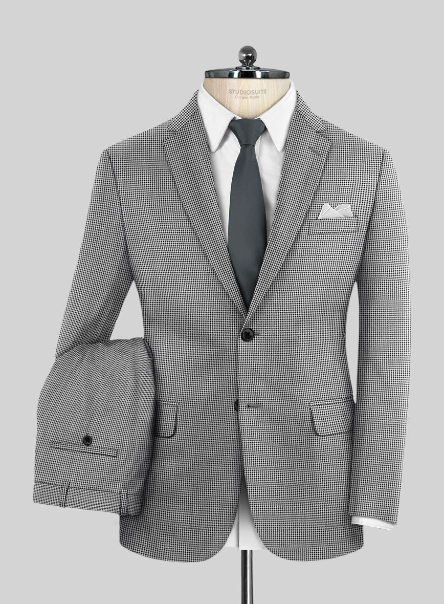 Dogtooth Wool Light Gray Suit - StudioSuits