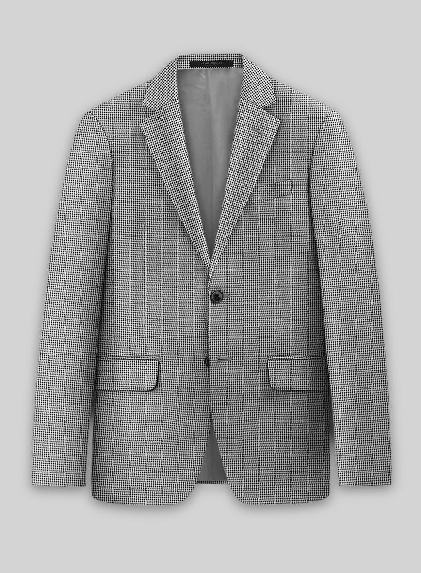 Dogtooth Wool Light Gray Jacket - StudioSuits