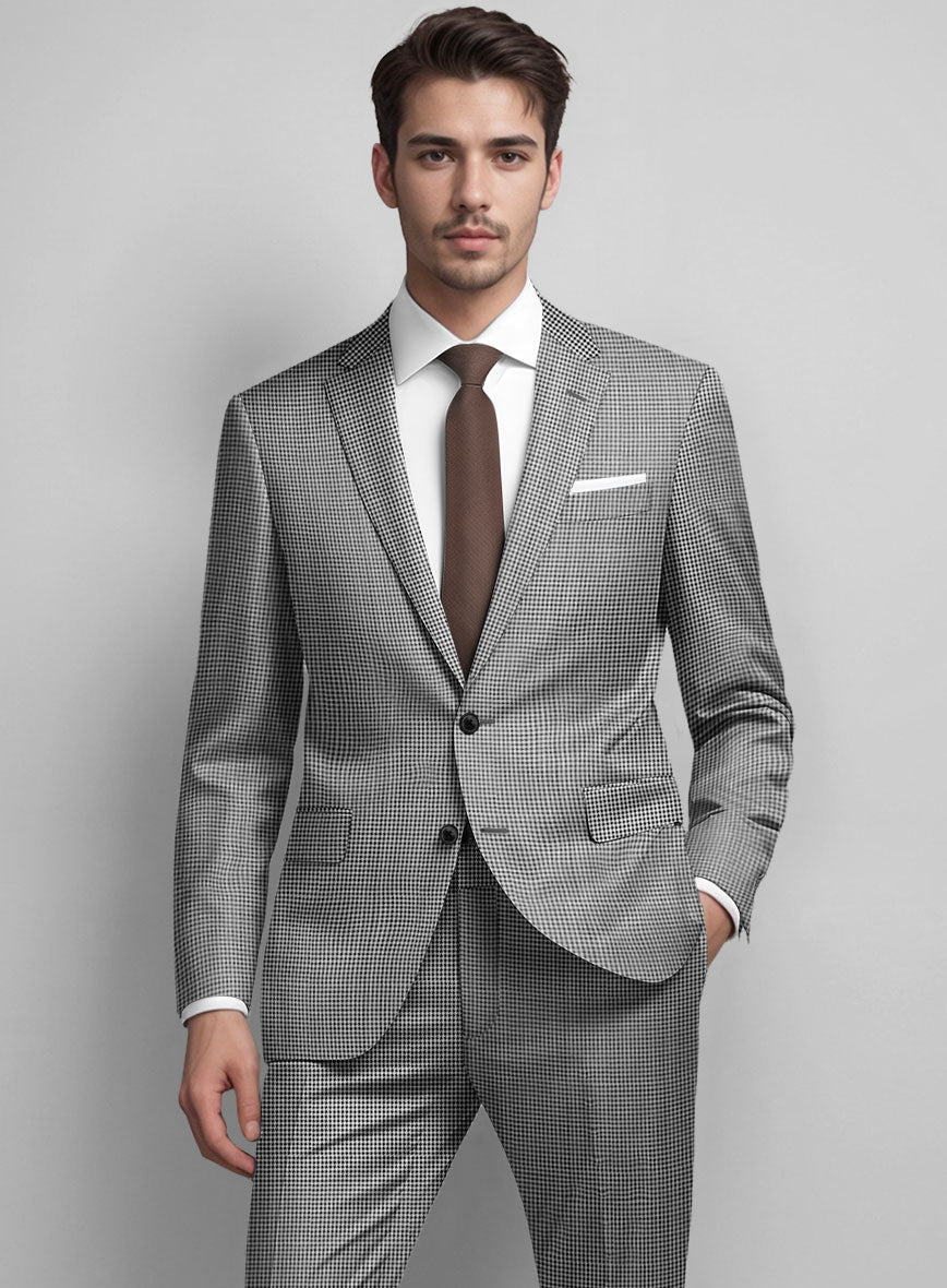 Dogtooth Wool Light Gray Jacket - StudioSuits