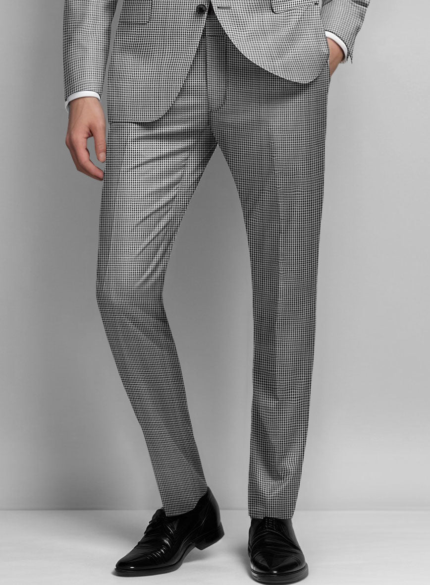 Dogtooth Wool Light Gray Pants - StudioSuits