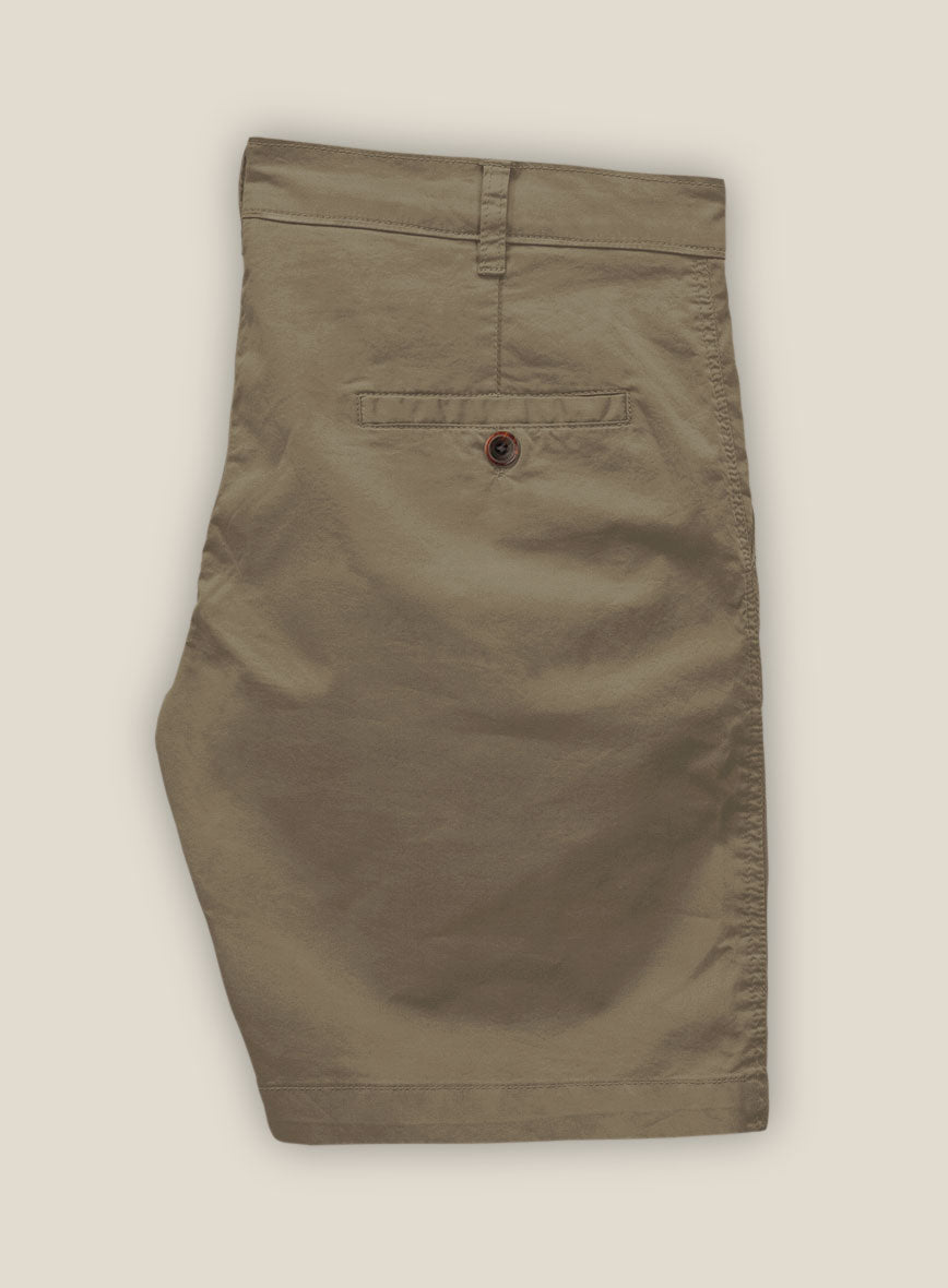 Earthy Brown Cotton Power Stretch Chino Shorts - StudioSuits