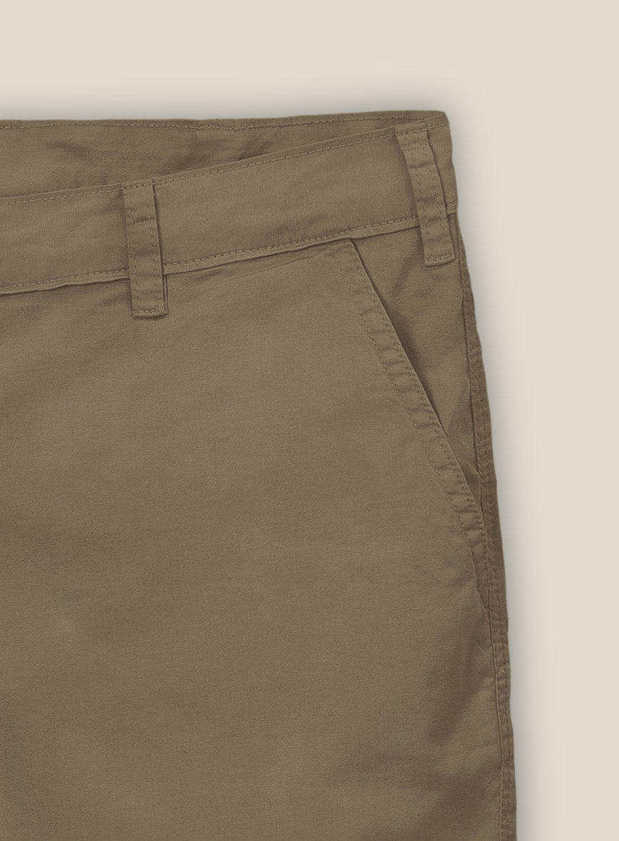 Earthy Brown Cotton Power Stretch Chino Shorts - StudioSuits