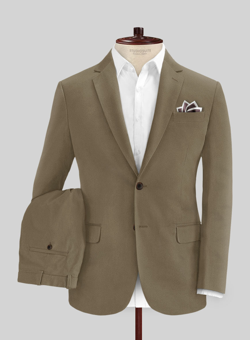 Earthy Brown Cotton Power Stretch Chino Suit - StudioSuits