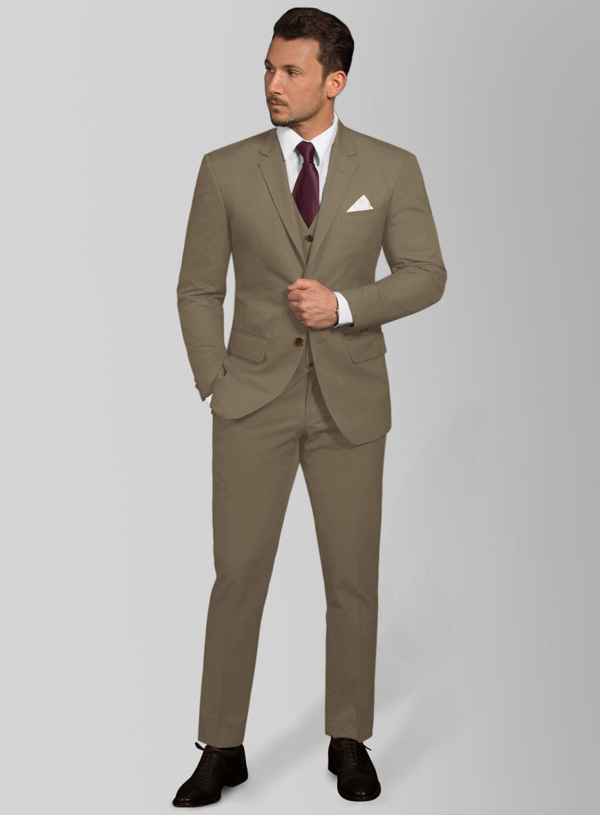 Earthy Brown Cotton Power Stretch Chino Suit - StudioSuits