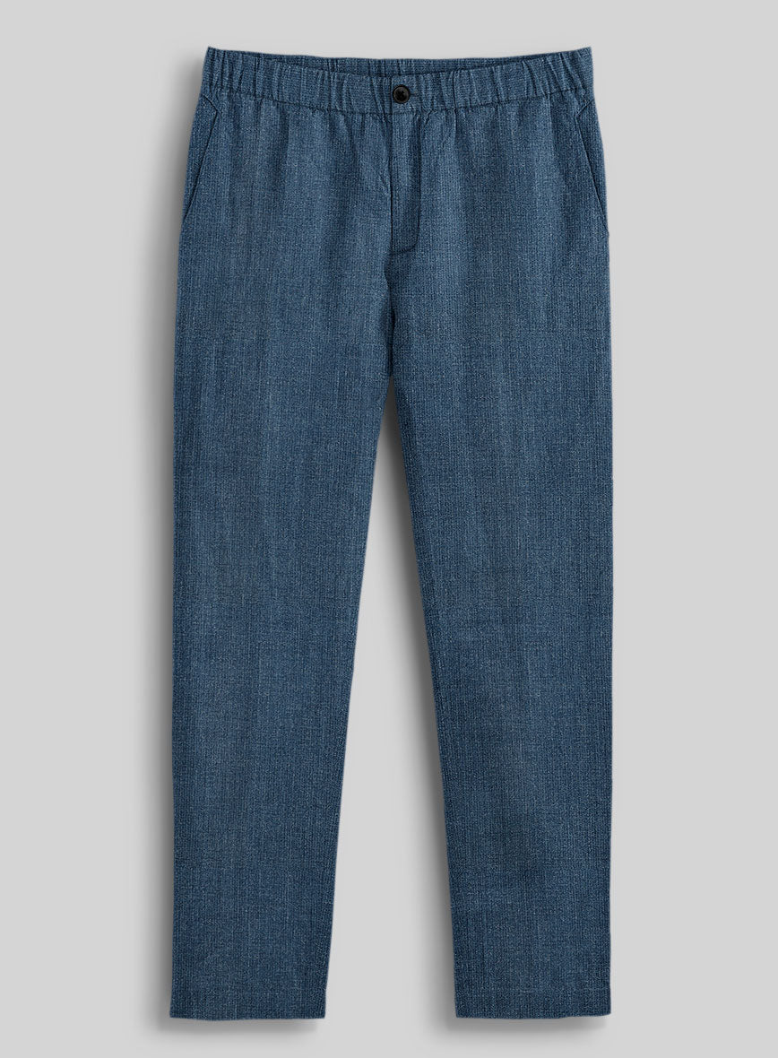 Easy Pants Indigo Blue Pure Linen - StudioSuits