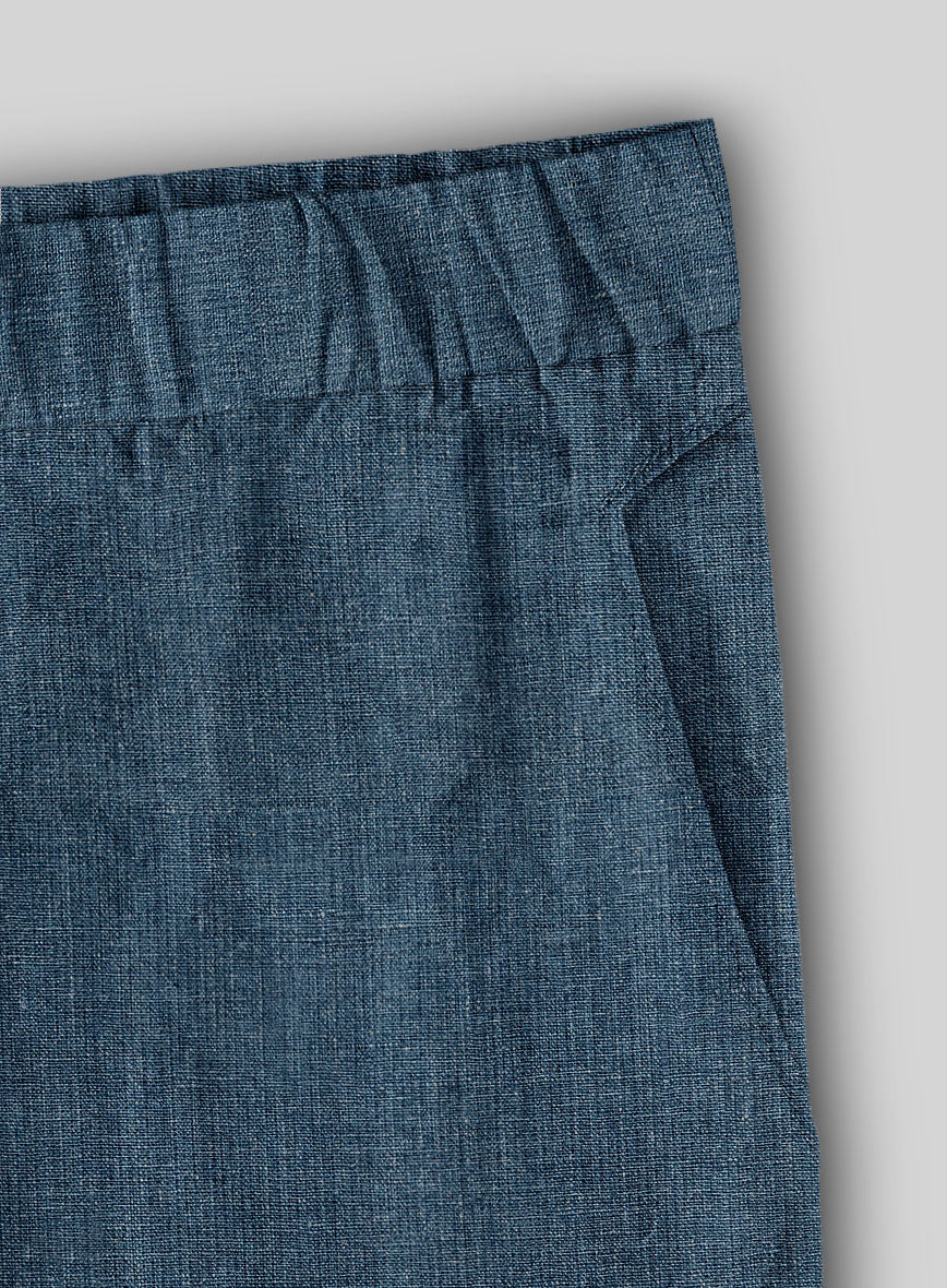 Easy Pants Indigo Blue Linen - StudioSuits