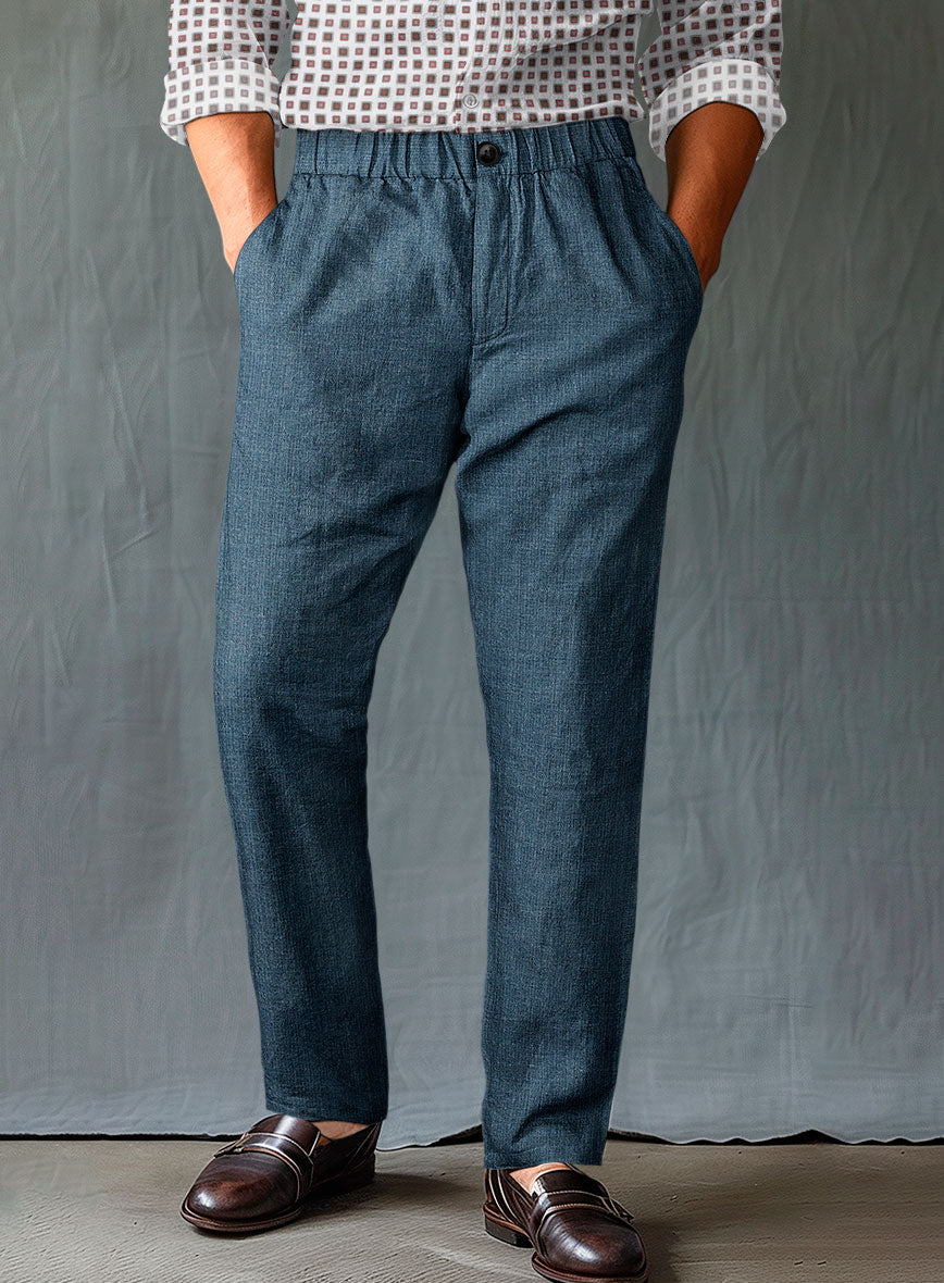 Easy Pants Indigo Blue Linen - StudioSuits