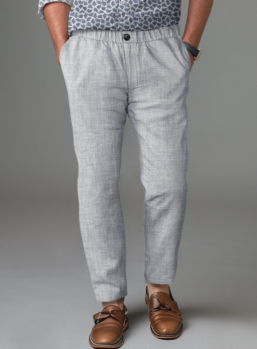 Easy Pants Italian Zod Light Gray Linen - StudioSuits