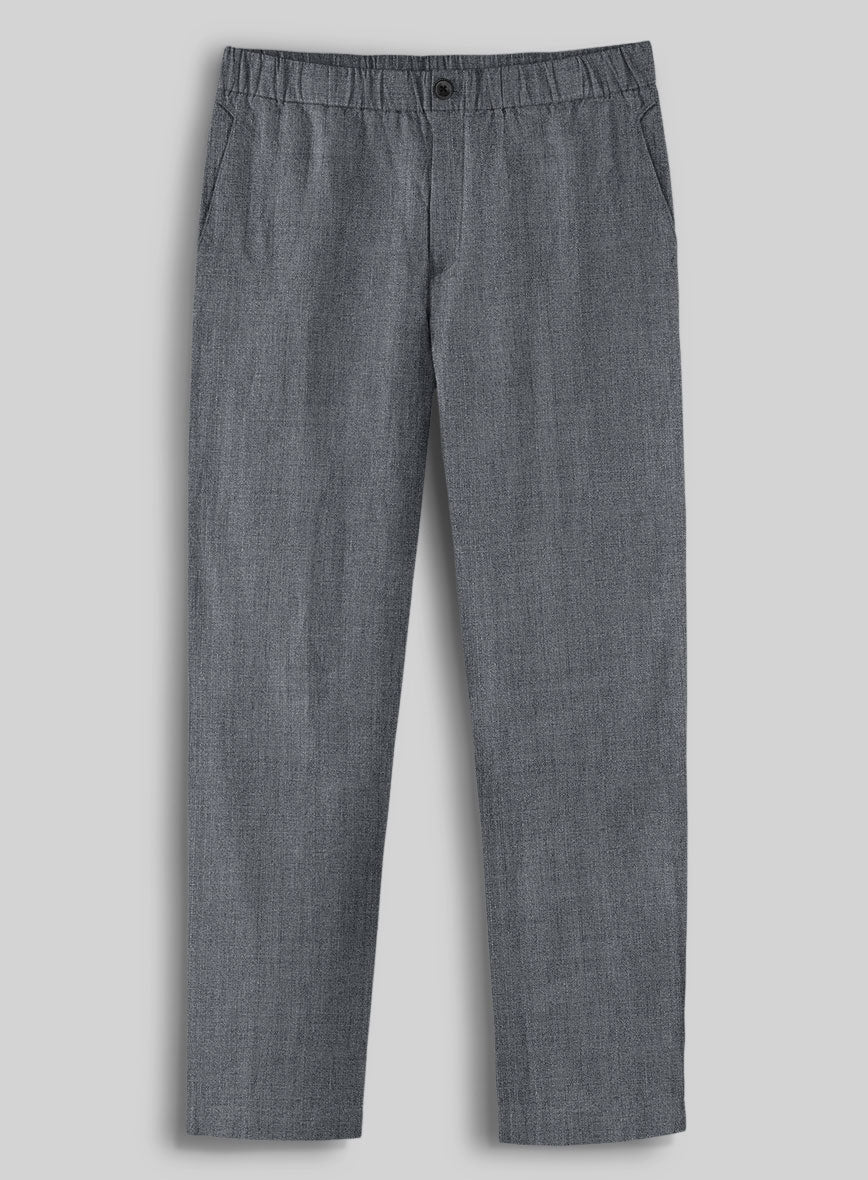 Easy Pants Italian Khyber Gray Blue Linen - StudioSuits