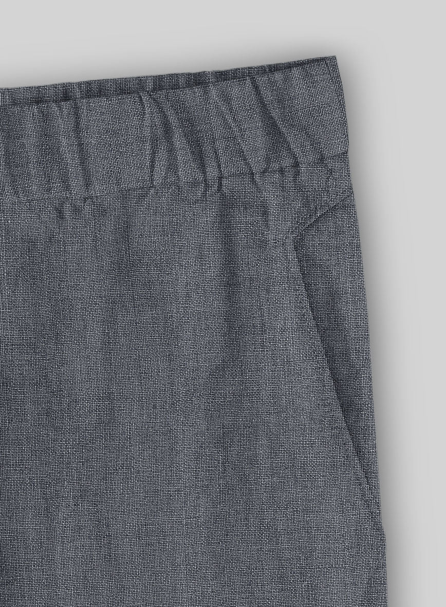 Easy Pants Italian Khyber Gray Blue Linen - StudioSuits