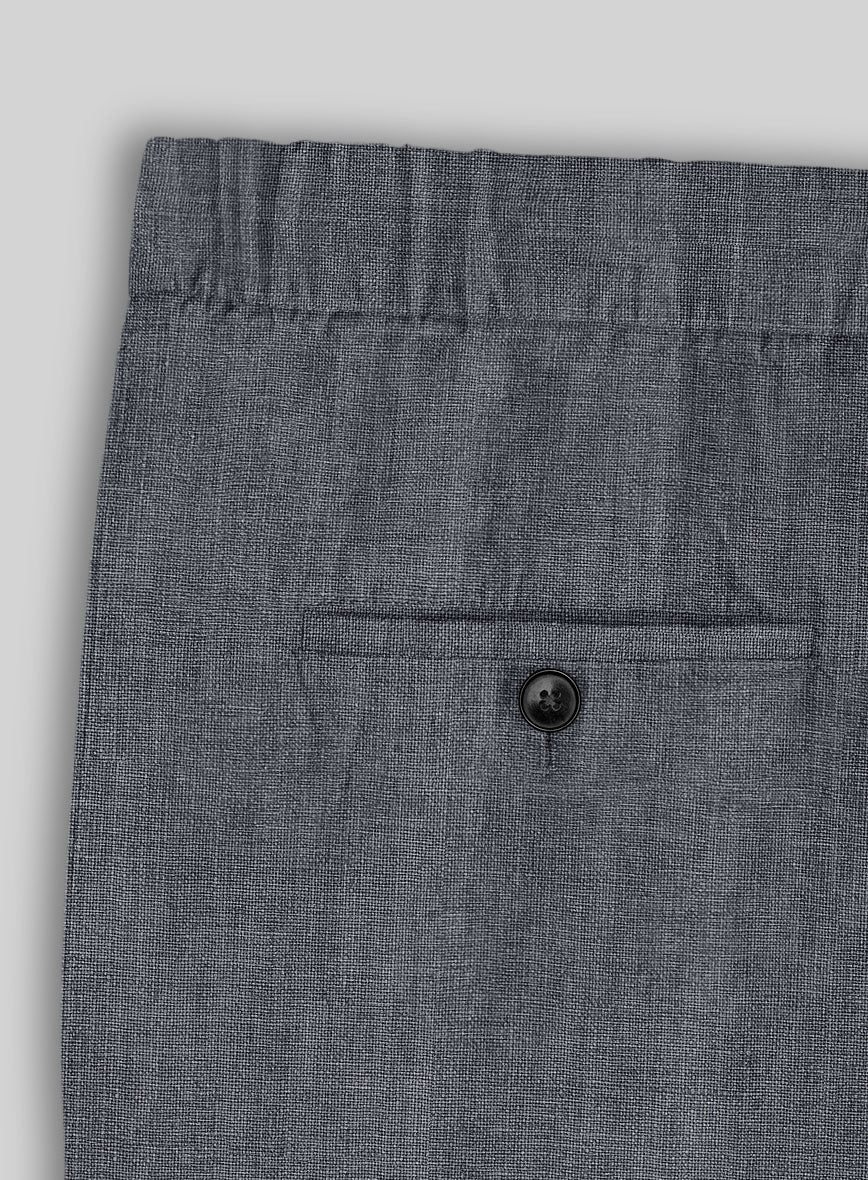 Easy Pants Italian Khyber Gray Blue Linen - StudioSuits